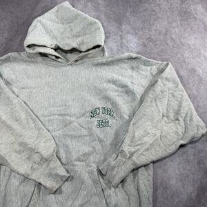 Vintage Champion Reverse Weave New York Jets  Gray Hoodie Pullover Size XL